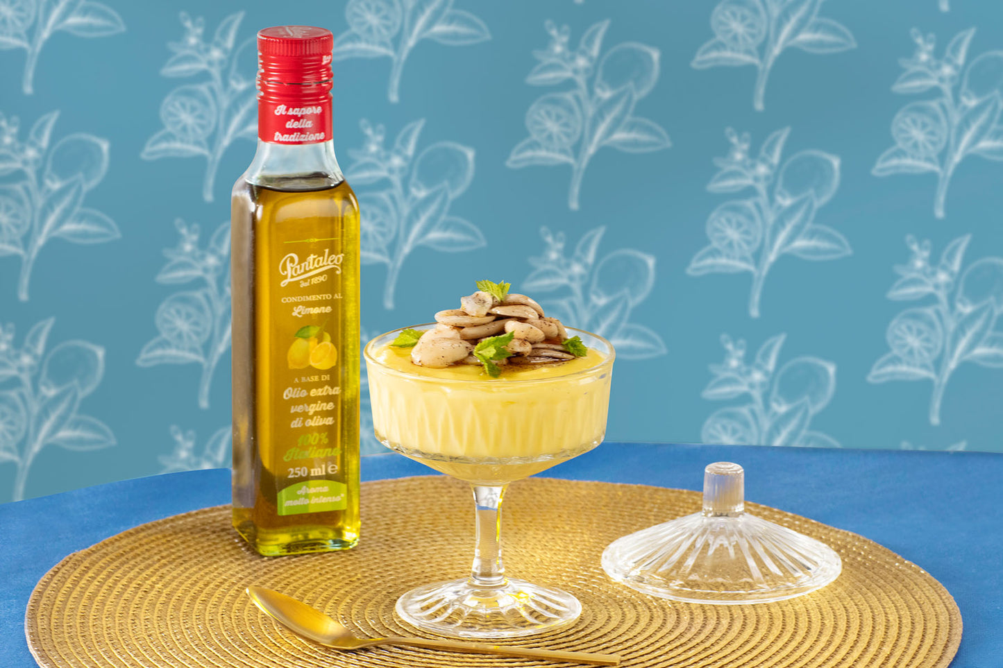 Olio extra vergine di oliva aromatizzato al limone - Crema inglese con olio al limone