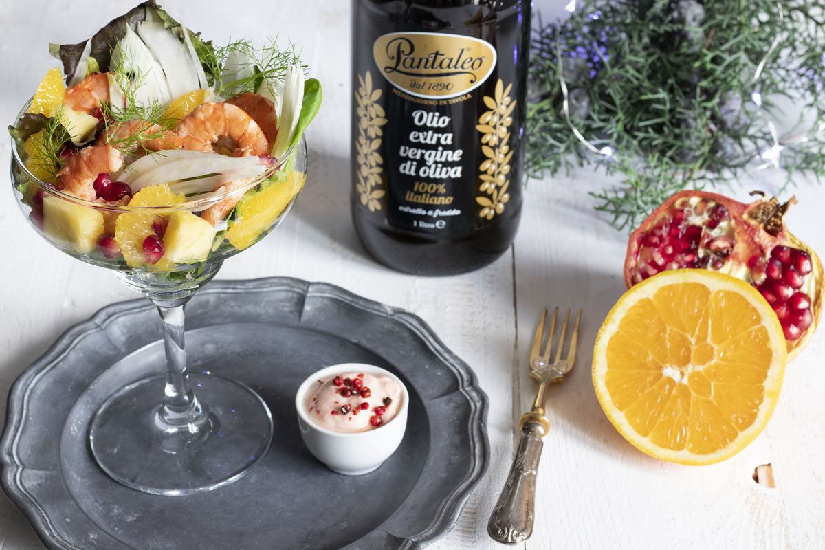 Olio Pantaleo - Cocktail di gamberi con frutta e verdura
