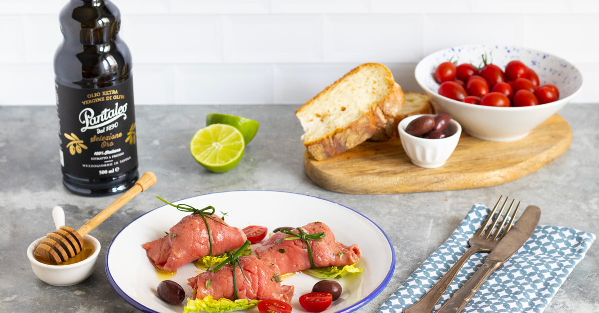 Olio Pantaleo - Involtini di carpaccio marinato