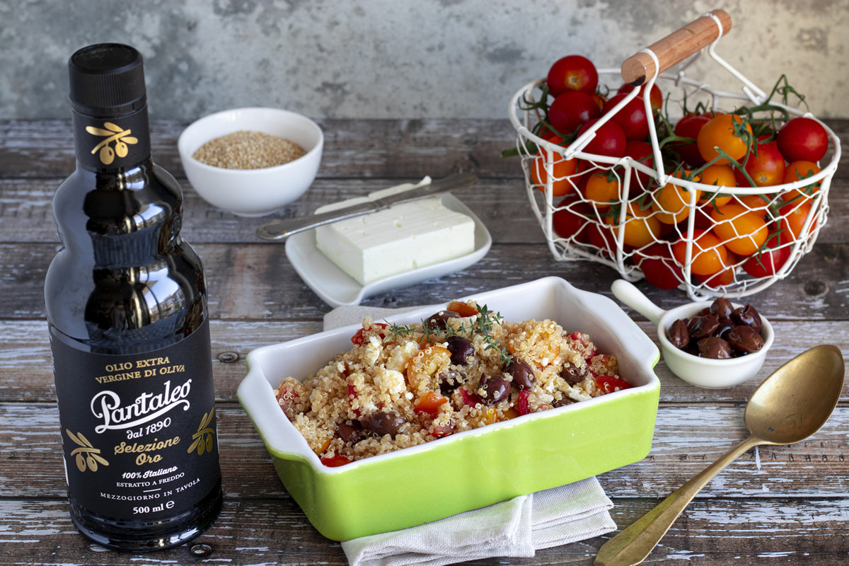 Olio Pantaleo - Quinoa con feta, olive e pomodori