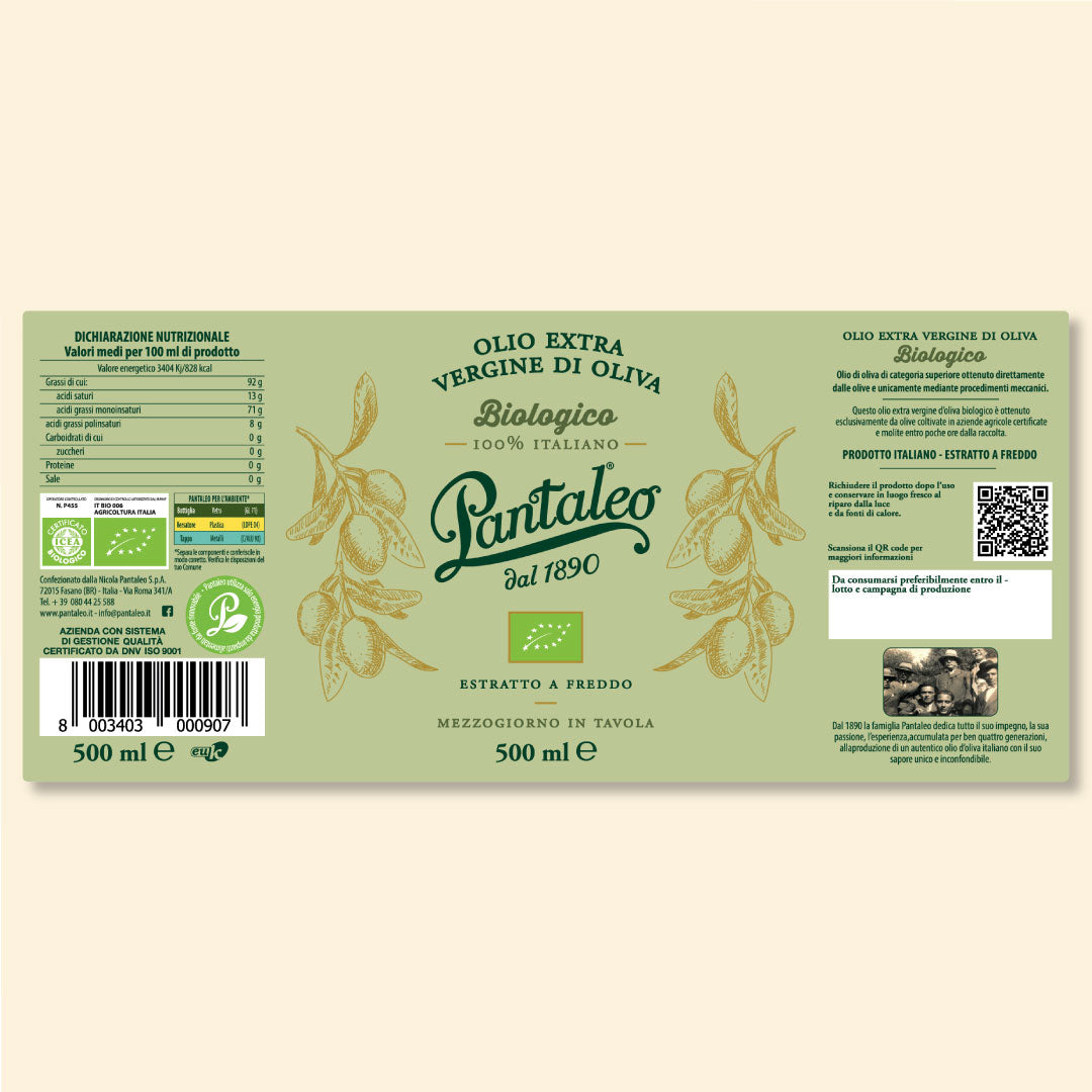 100% Italian organic extra-virgin olive oil