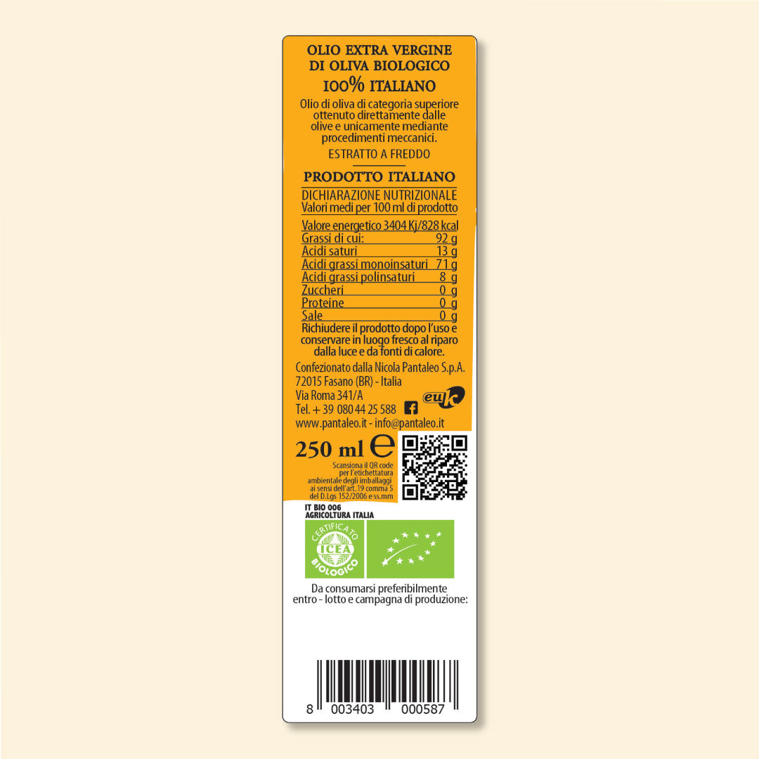 Organic 100% Italian Young extra-virgin olive oil