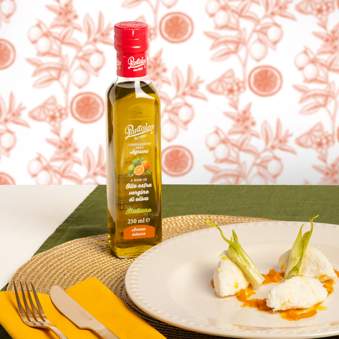 Dressing made with 100% Italiano extra-virgin olive oil, flavoured with citrus fruits