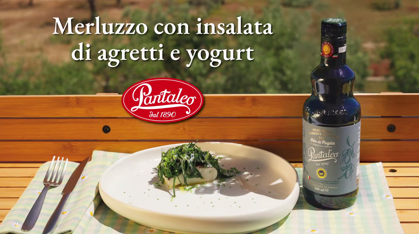 Merluzzo con insalata di agretti e yogurt al limone