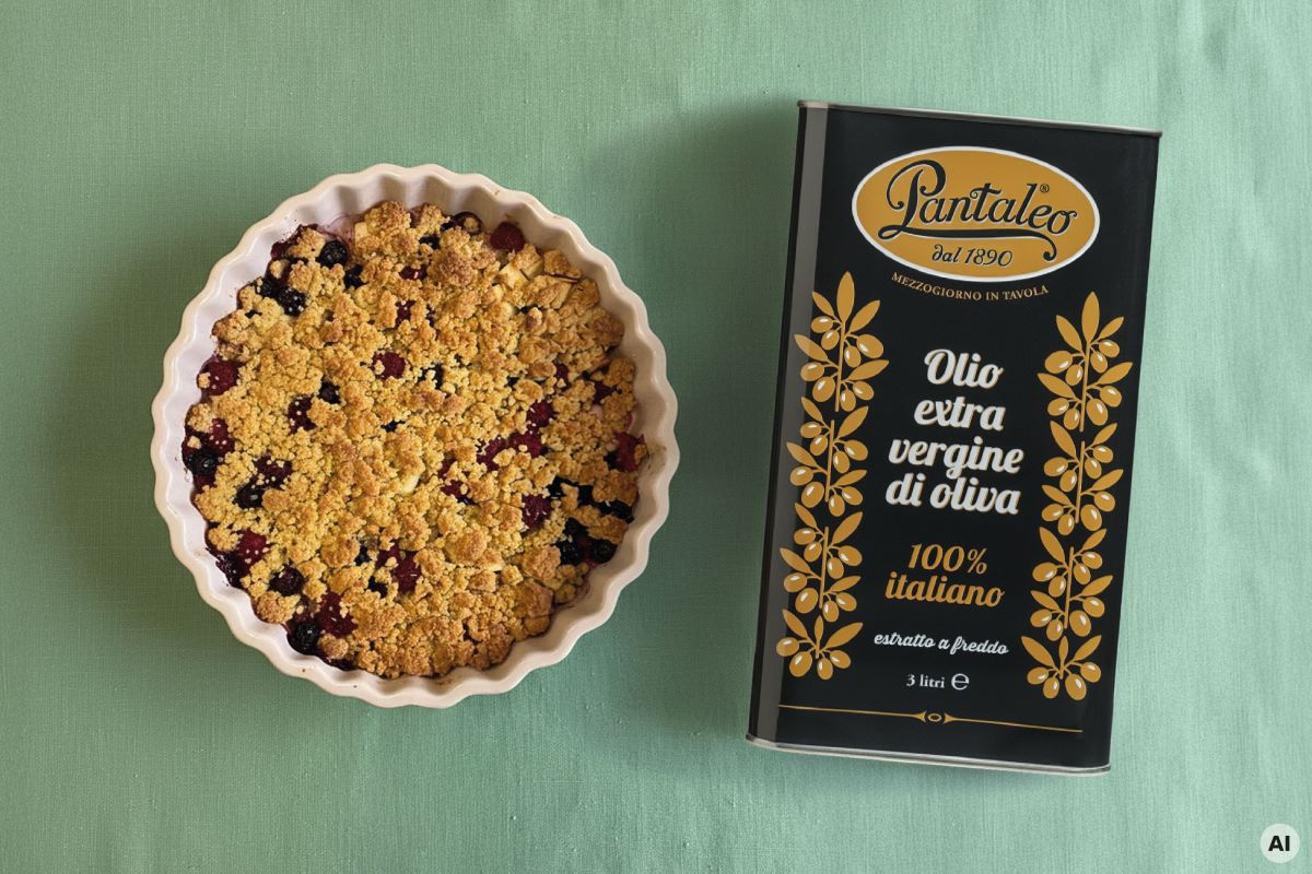 Crumble di mele e frutti di bosco all’olio
