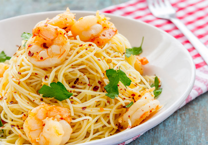 Olio Pantaleo - Spaghetti con gamberi e pomodorini